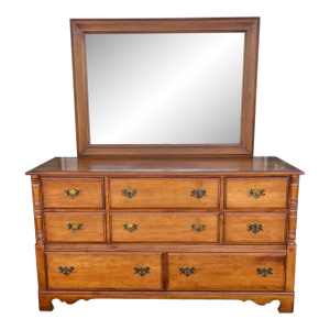 Vintage Ballman Cummings Solid Maple 8-Drawer Dresser With Mirror