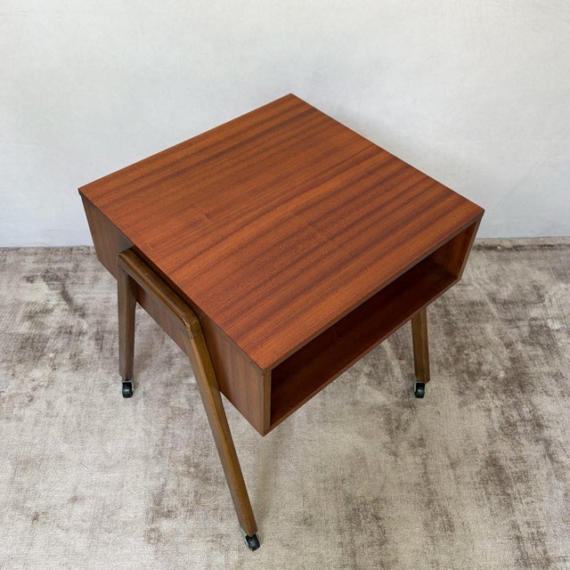 Wood Mid-Century Teak Cabinet on Castors, 1960s For Sale - Image 7 of 8