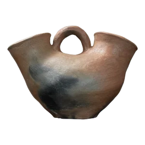 Vintage Tlahuitoltepec Double Mouthed Wood Fired Clay Jug With Handle
