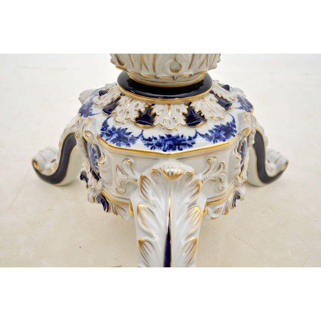 Blue Antique Dresden Style Porcelain Side Table, 1960 For Sale - Image 8 of 13