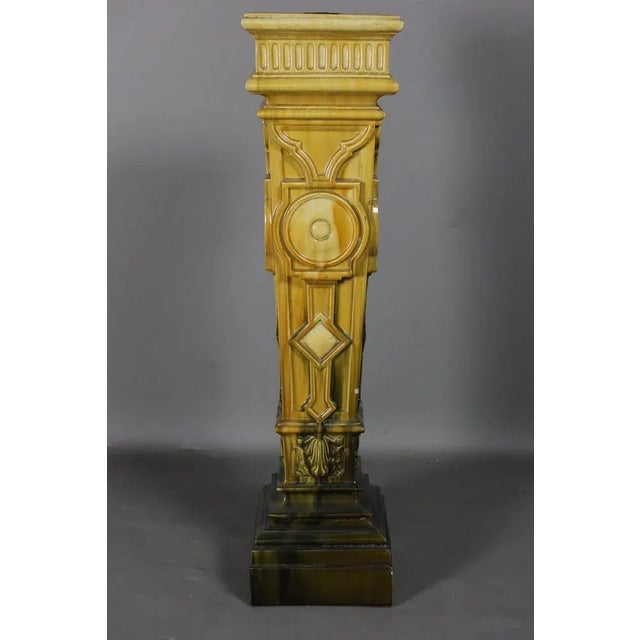 Goldenrod Antique Earthenware Pedestal, 1890s For Sale - Image 8 of 8