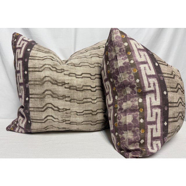 Custom pair of 22" pillows covered in Zak + Fox "Khaden" linen fabric. These pillows have tapered corners to prevent dog...