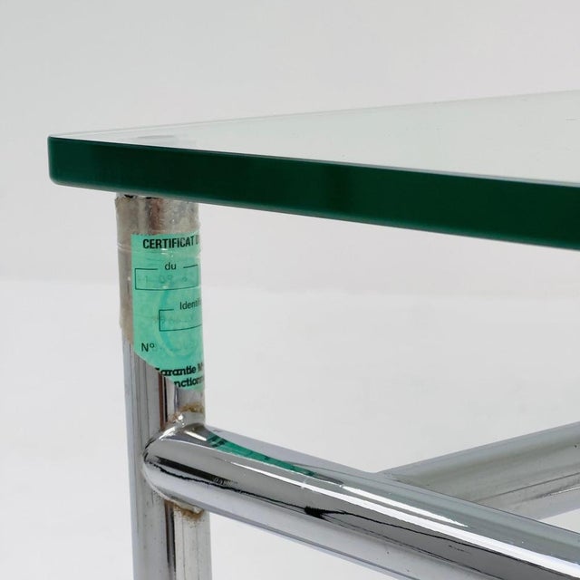 Mid-Century Bauhaus Coffee Table Chrome and Glass, France, 1980s For Sale - Image 10 of 11