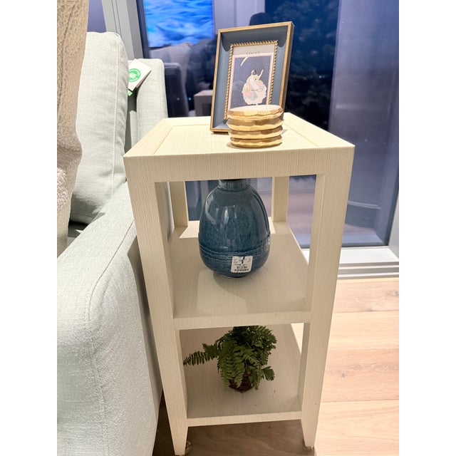 Wrapped in lacquered grass cloth, the Isadora side table brings warmth and texture to a clean, structured silhouette. The...