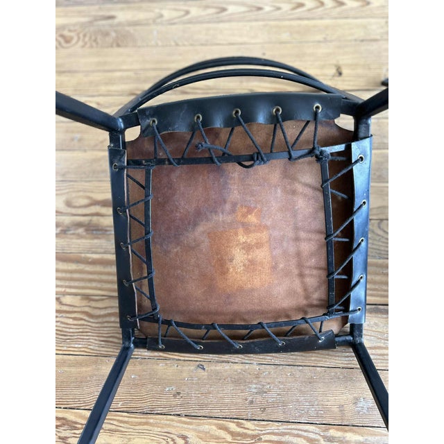 1960s Vintage Mid-Century Modern Metal and Leather Dining Chairs For Sale - Image 6 of 10
