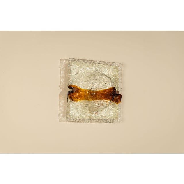 Cristal & Amber Quilt Wall Lamps by Toni Zuccheri for Venini, Italy, 1970s, Set of 3 For Sale - Image 9 of 14