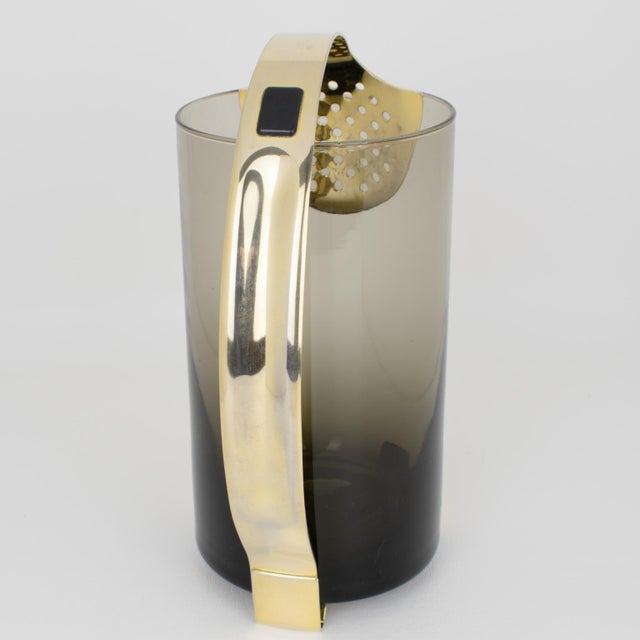 Gray Barware Cocktail Glass and Aluminum Pitcher, Italy circa 1960 For Sale - Image 8 of 10