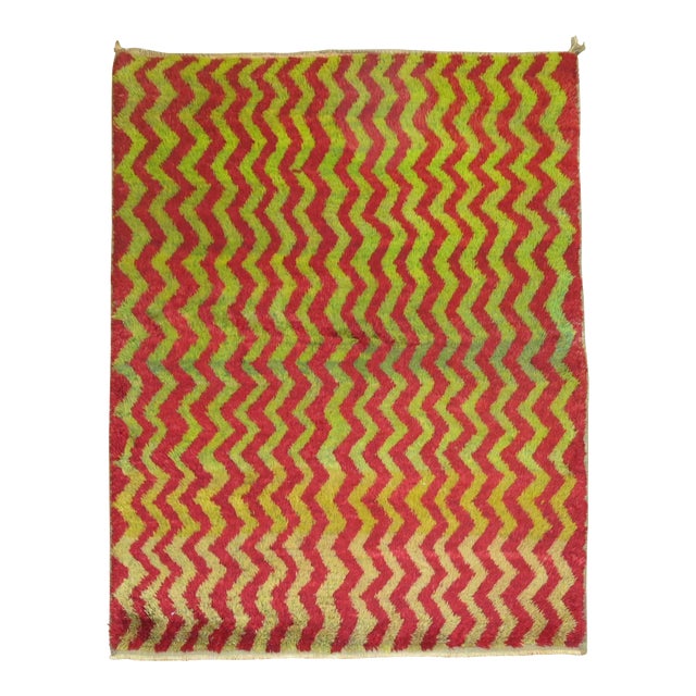 Vintage Turkish Tulu Chevron Rug - 4'6" x 6' For Sale