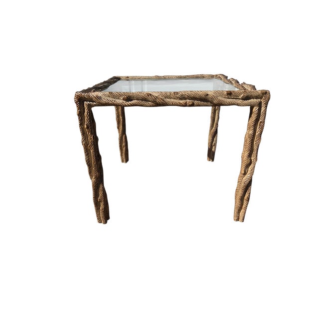 Vintage Carved Faux Bois Mid Century Side Table Hollywood Regency Carved Wood For Sale - Image 16 of 18