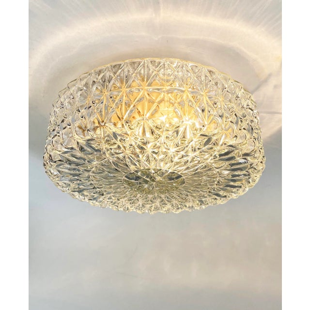 1960s Round Ice Crystal Ceiling Lights by Honsel, Germany, 1970s, Set of 2 For Sale - Image 5 of 9