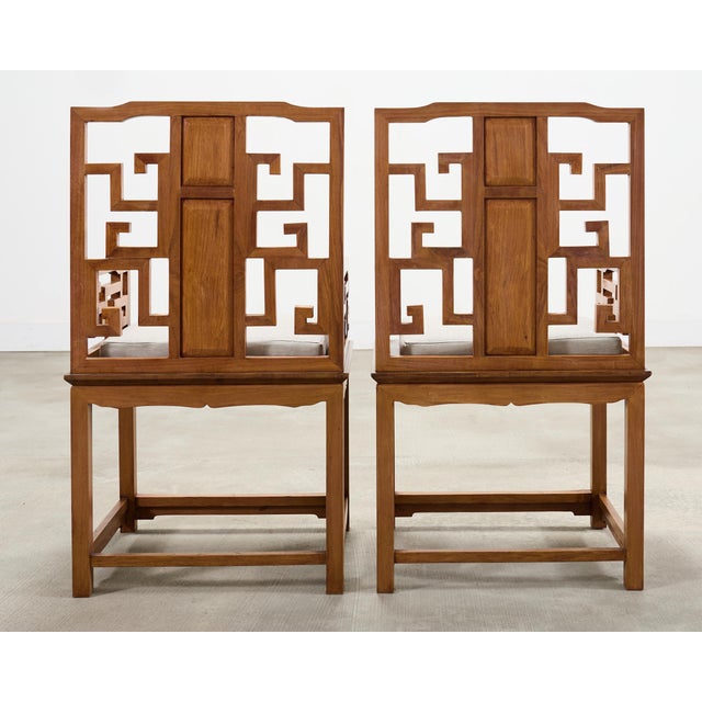 Pair of Chinese Ming Style Scholar's Armchairs With Marble Inset For Sale - Image 13 of 18