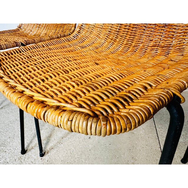 Wood Wicker Chairs attributed to Gianfranco Legler, Italy, 1950s, Set of 2 For Sale - Image 7 of 16