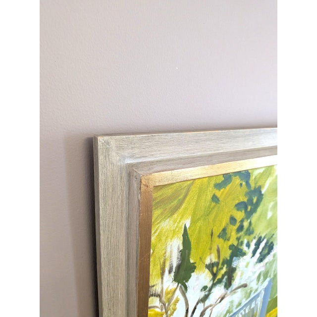 Mid 20th Century 1961 Mid-Century Modern 'Garden Gate in Spring' Vintage Original Landscape Oil Painting, Framed For Sale - Image 5 of 10