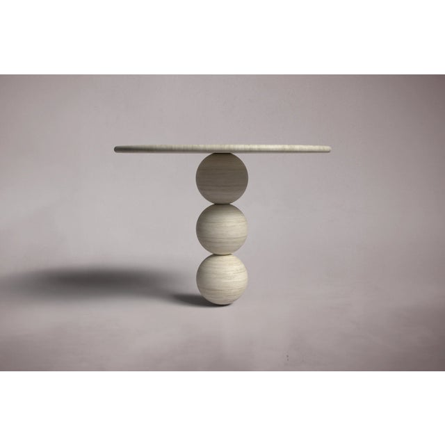 Postmodern Cess Travertine Round Dining Table 35.4" For Sale - Image 3 of 4