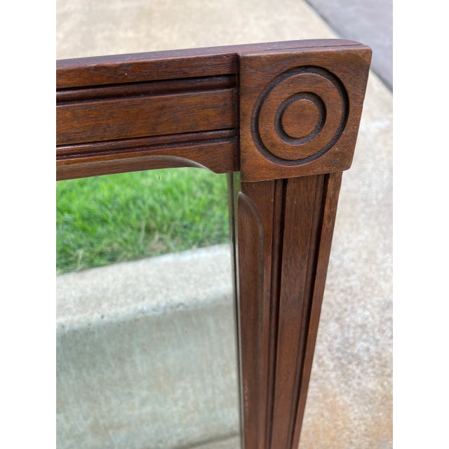 Brown Vintage Carved Wooden Frame Wall Mirror For Sale - Image 8 of 11