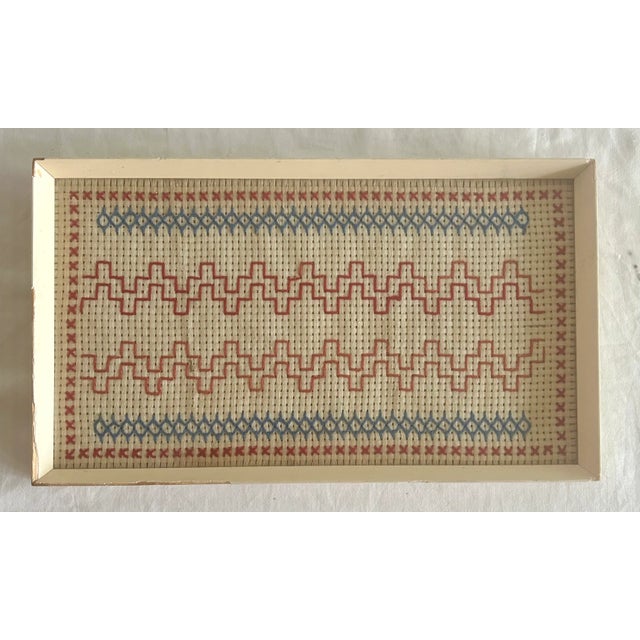 Mid-Century Modern Mid 20th Century Swedish Sampler Americana Embroidery, Framed For Sale - Image 3 of 8