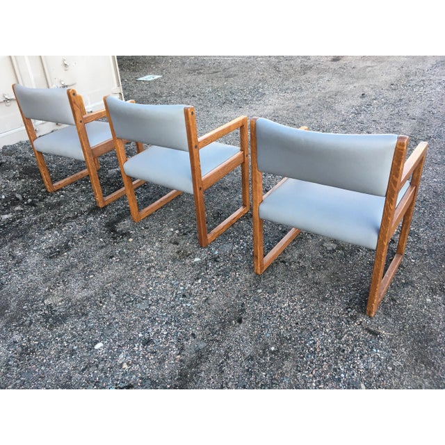 Late 20th Century Late 20th Century Danish Modern Oak Box Chairs on Sled Bases - Set of 6 For Sale - Image 5 of 12