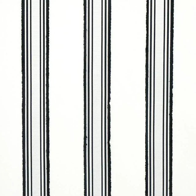 Sample - Schumacher Senza Satin Stripe Fabric in Pearl For Sale