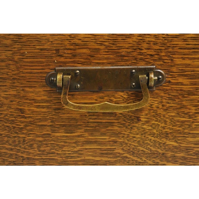Antique Arts & Crafts Quartersawn Oak Fitted Silverware Case Flatware Chest Box For Sale In Philadelphia - Image 6 of 18
