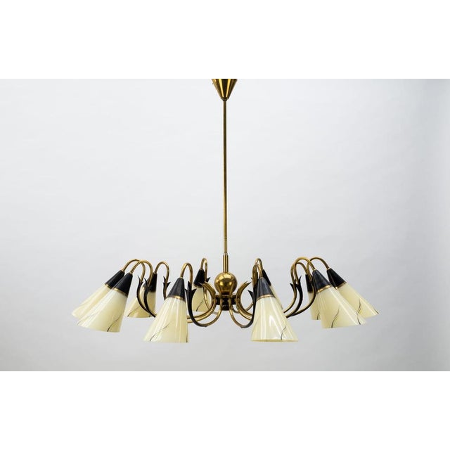 Italian Brass & Glass Sputnik Chandelier with 10 Lights, 1950s For Sale - Image 15 of 15