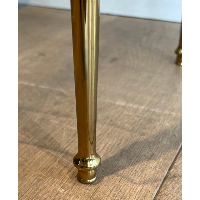Brass side table with 2 glass shelves French work, Maison Jansen Circa 1940 For Sale - Image 10 of 12
