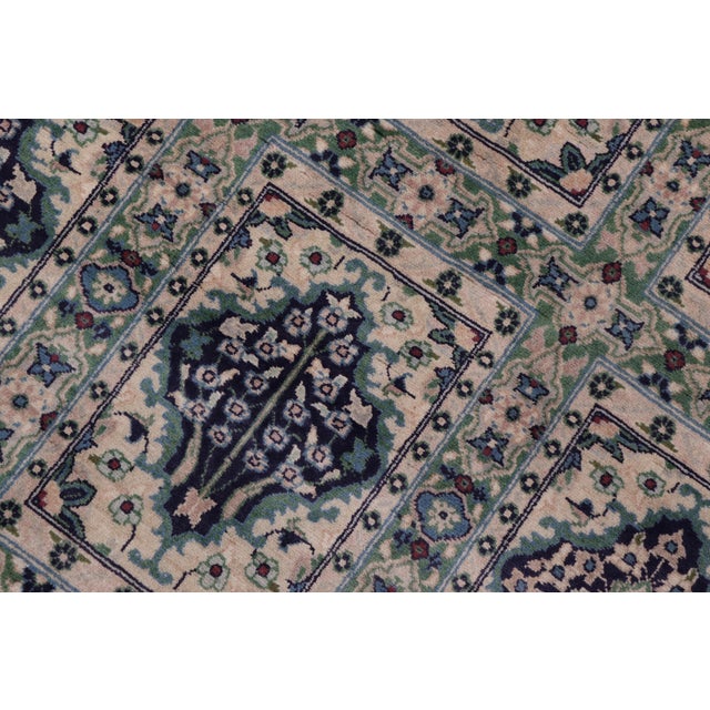 Shabby Chic 1990's Pak-Persian Green/Blue Wool Rug - 7'10'' X 9'2'' For Sale - Image 4 of 9