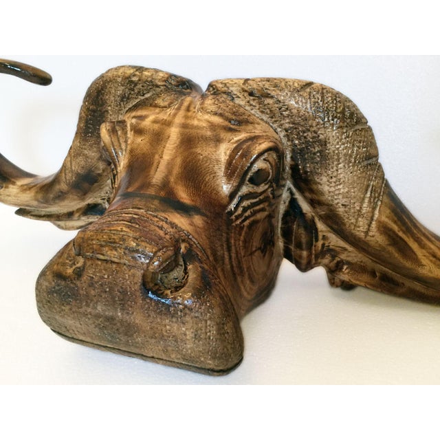 Contemporary Kenyan Buffalo Head Sculpture Chairish