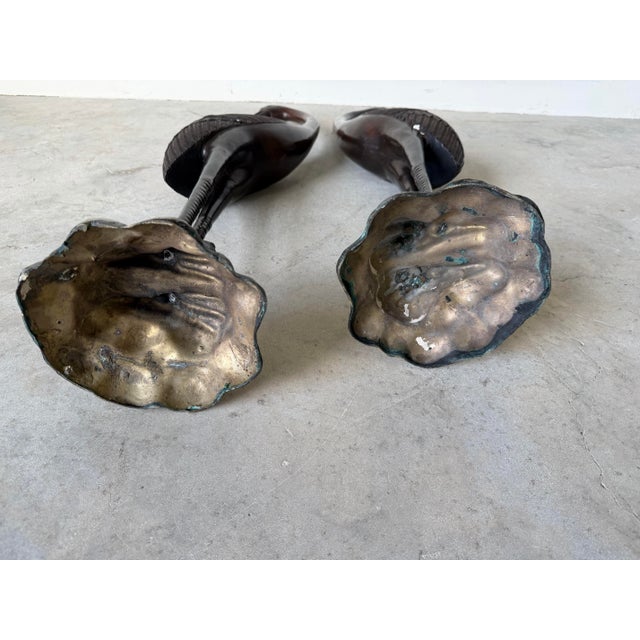 Vintage Bronze Crane / Heron Bird Sculptures – Pair For Sale - Image 12 of 12