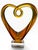 Glass Vintage Amber Murano-Style Art Glass Heart Sculpture on Lucite Base For Sale - Image 7 of 8