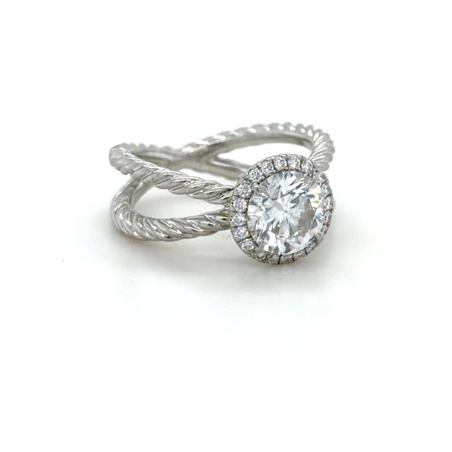 David Yurman, 1.24 Carat Round Brilliant Diamond Crossover Cable Engagement Ring, Size 3.75 For Sale In Chicago - Image 6 of 8