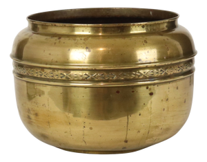 Large French Brass Repoussé Planter Pot
