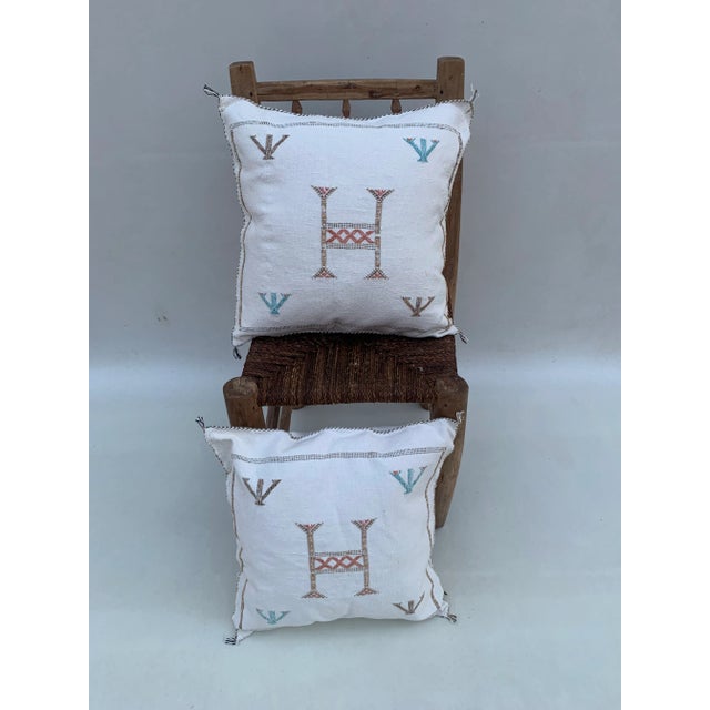 White Early 21st Century White Moroccan Sabra Pillow Covers- a Pair For Sale - Image 8 of 9