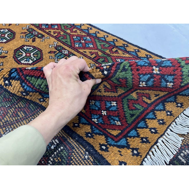 Terracotta Brown Turkmen Wool Runner Rug, Tribal Geometric Gul Design For Sale - Image 9 of 13