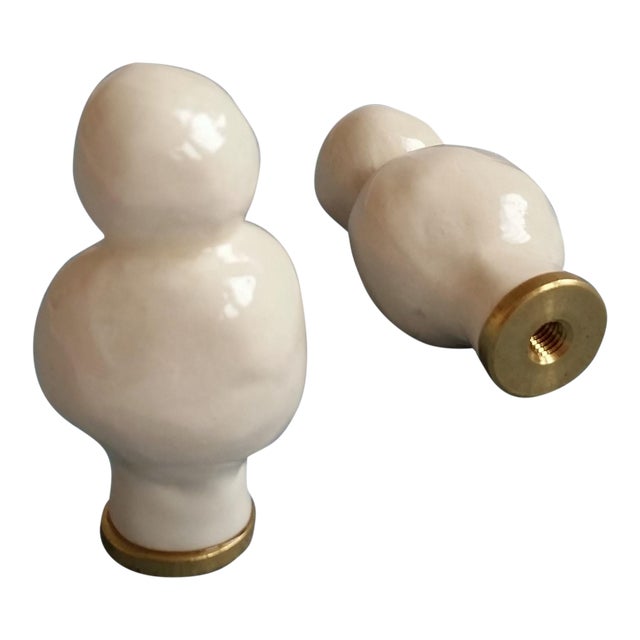 Handmade Ceramic White Finials for Lamps a Pair Chairish