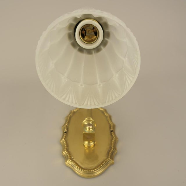 Wall Lamp in Brass with Satin Shade, France, 1919 For Sale - Image 5 of 7