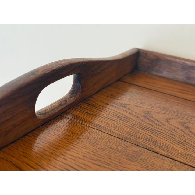 Large German Arts and Crafts Handcrafted Oak Serving Tray, 1920s For Sale - Image 16 of 18