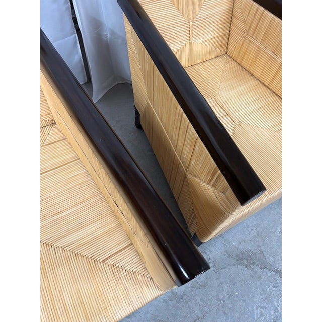 Vintage Wicker Cane Mahogany Merbau Chairs, a Pair For Sale - Image 11 of 14