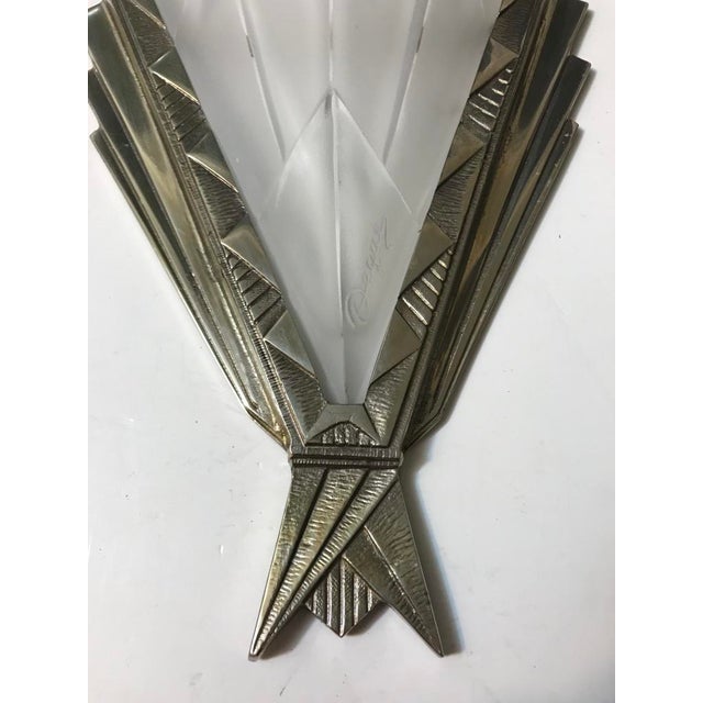 French Art Deco Wall Sconces Signed by Degue - a Pair For Sale In New York - Image 6 of 10