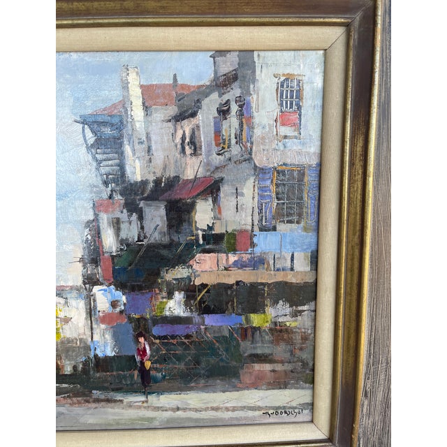 Mid-Century Modern Mid-Century Modern Impressionist Painting of a French Town Landscape C1955 For Sale - Image 3 of 6