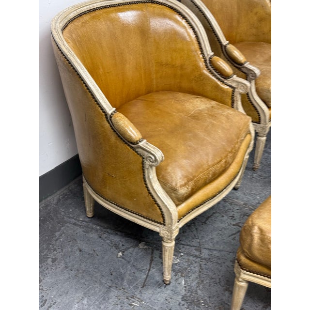 French Belmar Furniture Custom Hendrix Allardyce Louis XVI Style Bergere Armchairs + Ottomans Set For Sale - Image 3 of 12