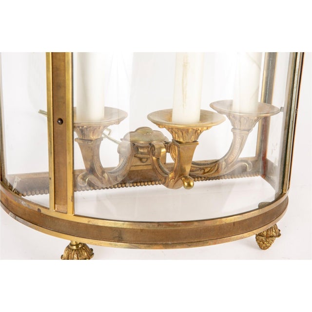 Late 20th Century Vintage Glass and Brass Three Light Wall Sconce For Sale - Image 5 of 9