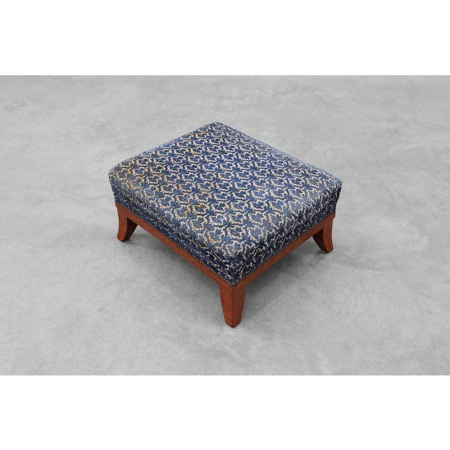 Brown 20th Century Art Deco Upholstered Ottoman with Sabre Legs, France, 1950s For Sale - Image 8 of 11