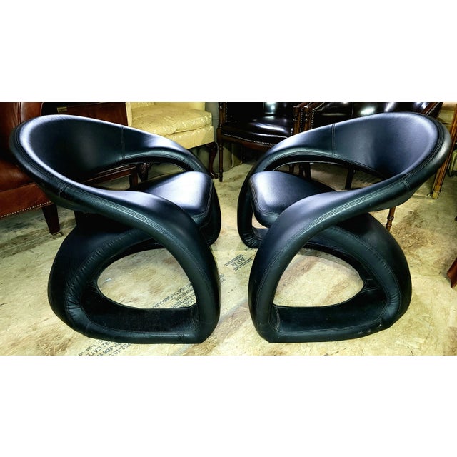 Postmodern Pair of Vintage Jaymar Attributed Postmodern Sculptural Cantilever Tongue Chairs For Sale - Image 3 of 7