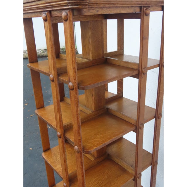 Early 1900s Oak Five Tier Rotating Revolving Bookcase 6894 For Sale - Image 4 of 18