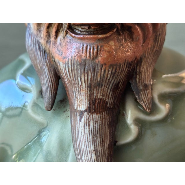 Mid 19th Century Antique Edo Era Celadon Sanda Ware Figurine by Kinkodo Kisuke, 9", (Condition) For Sale - Image 5 of 12