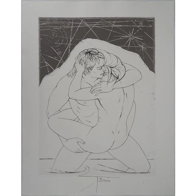 Pierre-Yves Trémois, Couple Under the Stars, Original Signed Engraving For Sale - Image 7 of 7