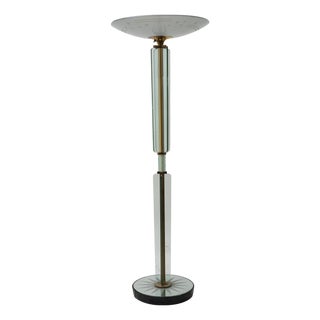 Vintage Brass and Glass Floor Lamp by Luigi Brusotti, 1930s For Sale