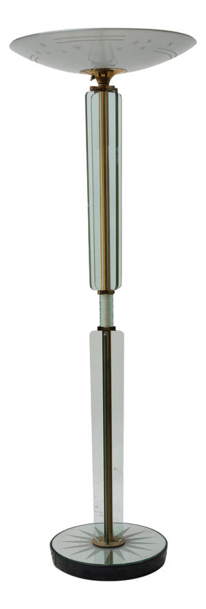Vintage Brass and Glass Floor Lamp by Luigi Brusotti, 1930s