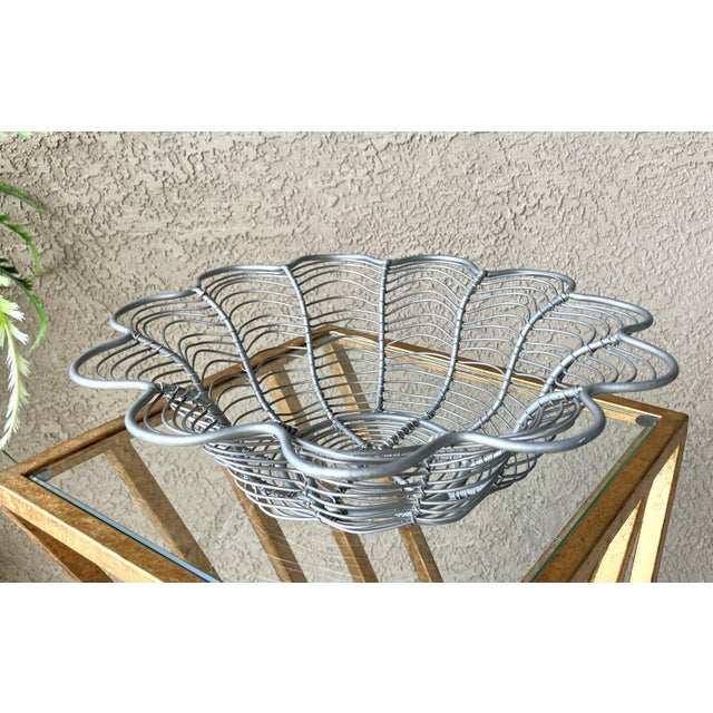 Late 20th-Century Industrial Chic Lotus Flower-Shaped Steel Wirework Centerpiece Bowl For Sale - Image 11 of 18