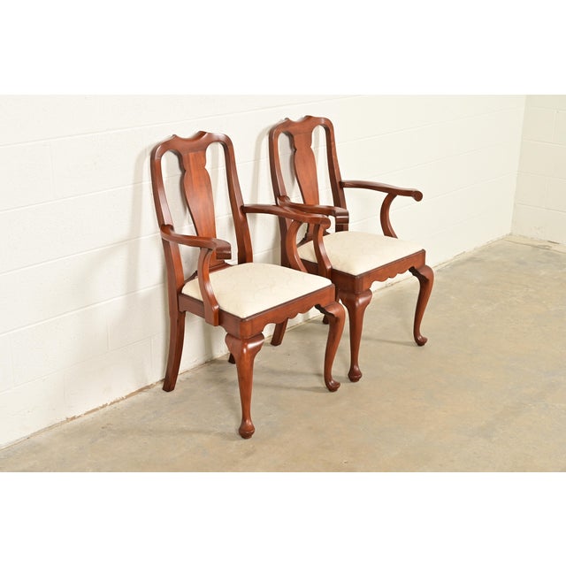 Henkel Harris Henkel Harris Queen Anne Solid Cherry Wood Armchairs, Pair For Sale - Image 4 of 14